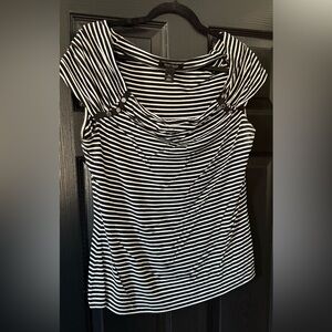 White House Black Market Monochrome Striped Shirt